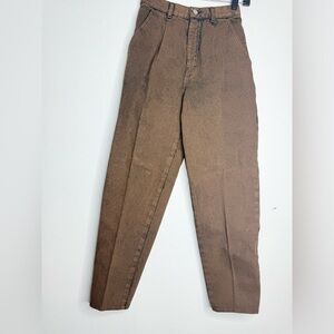 Sundance Vintage Denim Wear High Rise Rust Baggy Jeans Pleated Front Sz 3/4